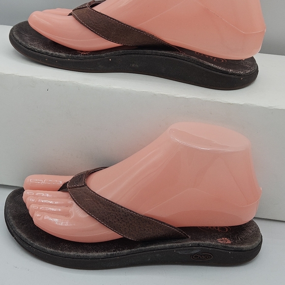 Chaco lowdown brown leather flipflop  size 6 - Picture 16 of 16